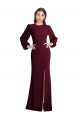 Trumpet Bateau Neck Stretch Crepe Long Burgundy Gold Formal Dress / Bridesmaid Dress Barrie