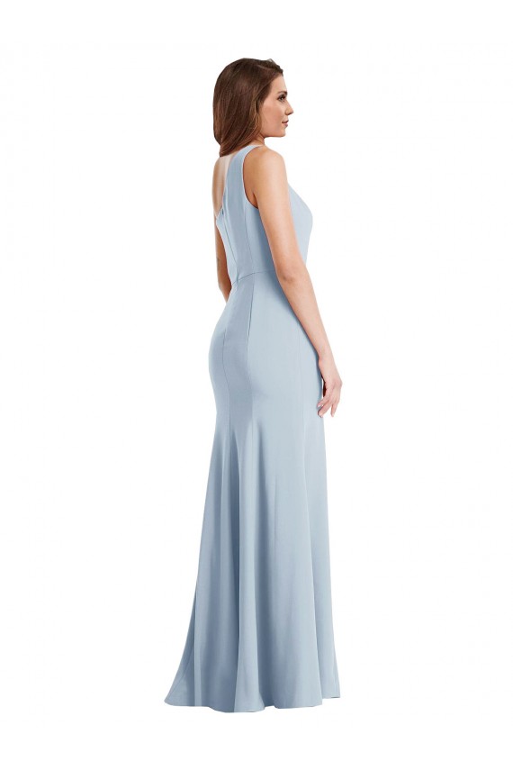 Trumpet One Shoulder Stretch Crepe Long Light Sky Blue Formal Evening Gown / Prom Dress / Bridesmaid Dress Barrie