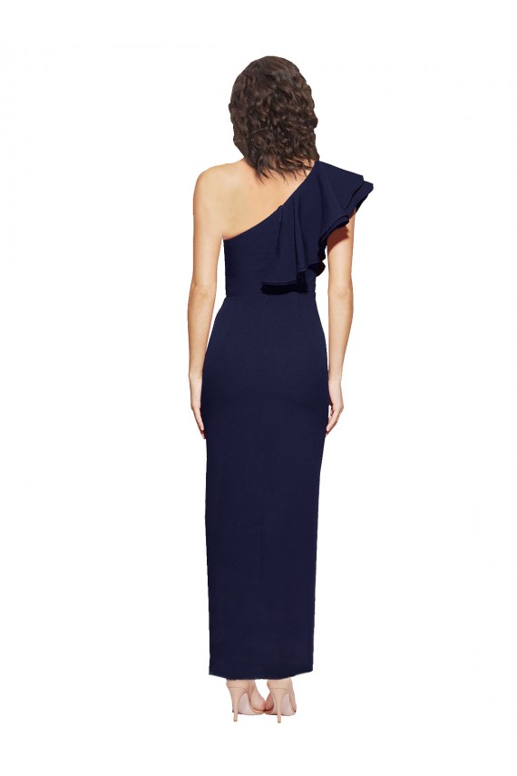 Sheath One Shoulder Stretch Crepe Long Dark Navy Formal Evening Gown / Prom Dress / Bridesmaid Dress Barrie