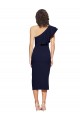 Sheath One Shoulder Stretch Crepe Midi Length Dark Navy Formal Evening Gown / Prom Dress / Bridesmaid Dress Barrie