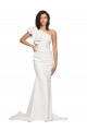 Sheath One Shoulder Stretch Crepe Sweep Train Ivory Semi Formal Evening Dress / Prom Dress / Bridesmaid Dress Barrie