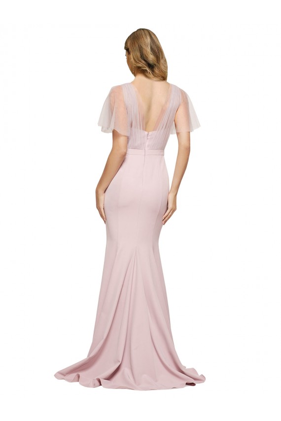 Sheath Sweetheart Stretch Crepe & Tulle Long Mauve Formal Evening Gown / Prom Dress / Bridesmaid Dress Barrie