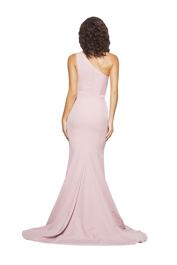 Sheath One Shoulder Stretch Crepe Sweep Train Mauve Semi Formal Evening Dress / Prom Dress / Bridesmaid Dress Barrie