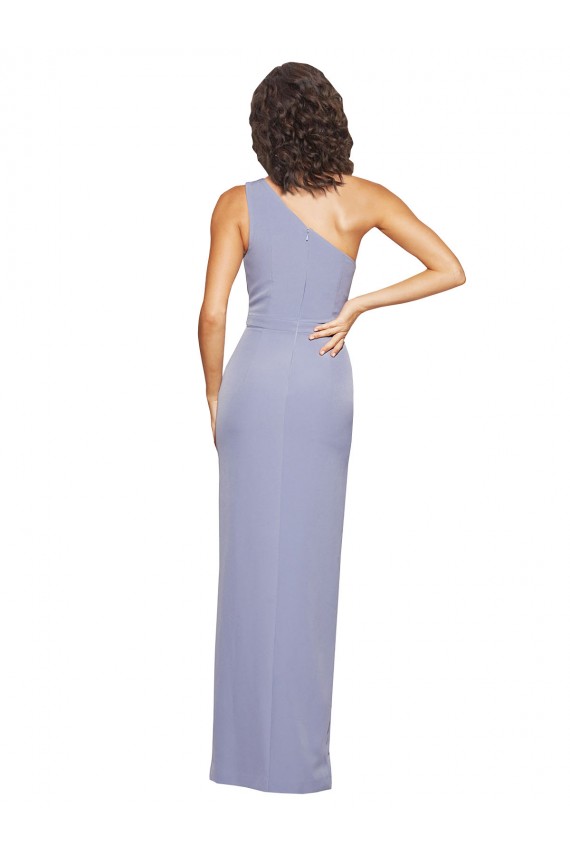 Sheath One Shoulder Stretch Crepe Long Smoke Blue Formal Evening Gown / Prom Dress / Bridesmaid Dress Barrie