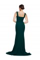 Sheath Square Neck Stretch Crepe Sweep Train Midnight Green Semi Formal Evening Dress / Prom Dress / Bridesmaid Dress Barrie