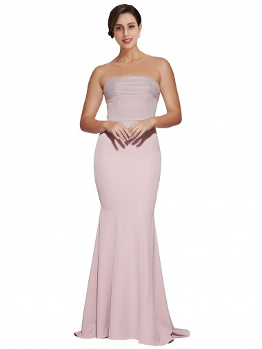 Sheath Strapless Stretch Crepe Sweep Train Mauve Formal Evening Gown / Prom Dress / Bridesmaid Dress Barrie
