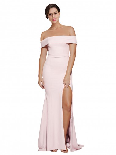 Sheath Square Neck Stretch Crepe Sweep Train Pink Formal Evening Gown / Prom Dress / Bridesmaid Dress Barrie