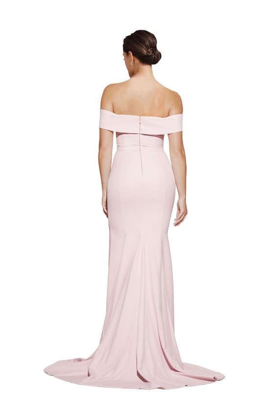 Sheath Square Neck Stretch Crepe Sweep Train Pink Formal Evening Gown / Prom Dress / Bridesmaid Dress Barrie