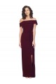 Sheath Square Neck Stretch Crepe Long Burgundy Gold Formal Evening Gown / Prom Dress / Bridesmaid Dress Barrie