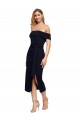 Sheath Square Neck Stretch Crepe Midi Length Black Formal Evening Gown / Prom Dress / Bridesmaid Dress Barrie