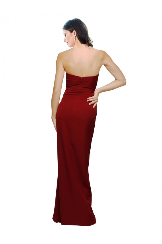 Sheath Sweetheart Stretch Crepe Long Burgundy Bridesmaid Dress / Evening Dress Barrie