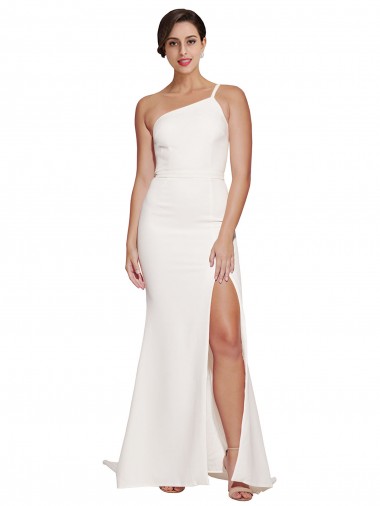 Sheath Strapless Stretch Crepe Sweep Train Ivory Semi Formal Evening Dress / Prom Dress / Bridesmaid Dress Barrie