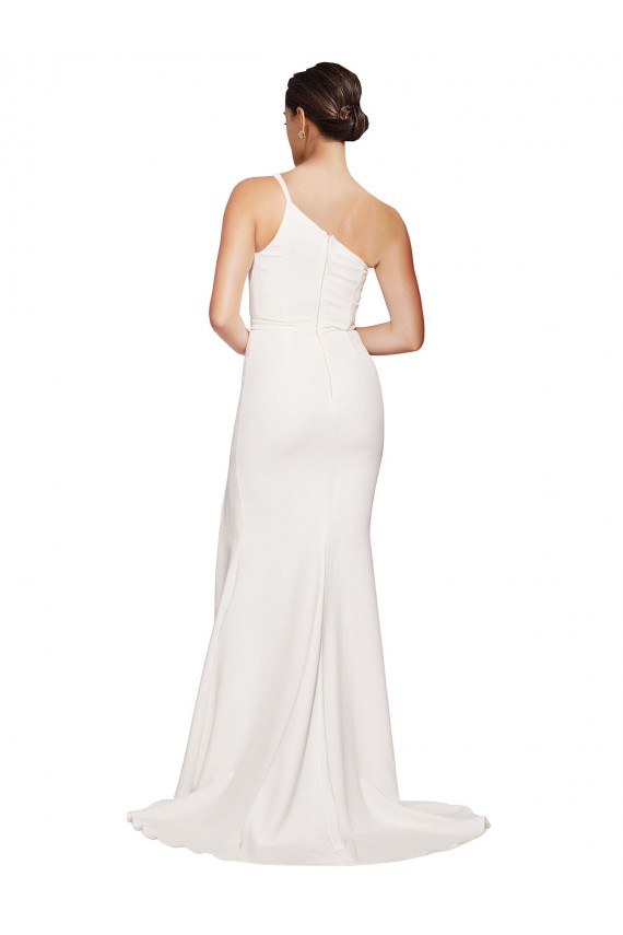 Sheath Strapless Stretch Crepe Sweep Train Ivory Semi Formal Evening Dress / Prom Dress / Bridesmaid Dress Barrie