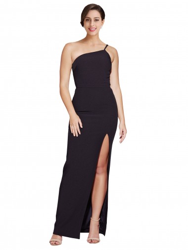 Sheath Strapless Stretch Crepe Long Black Formal Evening Gown / Prom Dress / Bridesmaid Dress Barrie