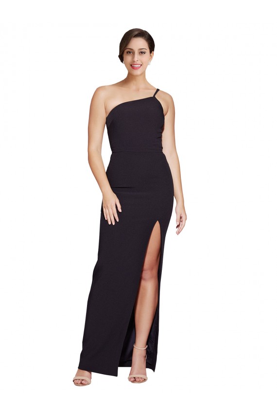 Sheath Strapless Stretch Crepe Long Black Formal Evening Gown / Prom Dress / Bridesmaid Dress Barrie