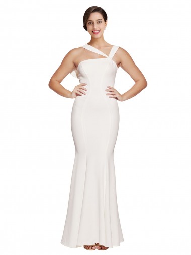 Sheath Square Neck Stretch Crepe Long Ivory Formal Evening Gown / Prom Dress / Bridesmaid Dress Barrie