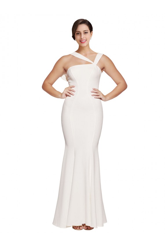 Sheath Square Neck Stretch Crepe Long Ivory Formal Evening Gown / Prom Dress / Bridesmaid Dress Barrie