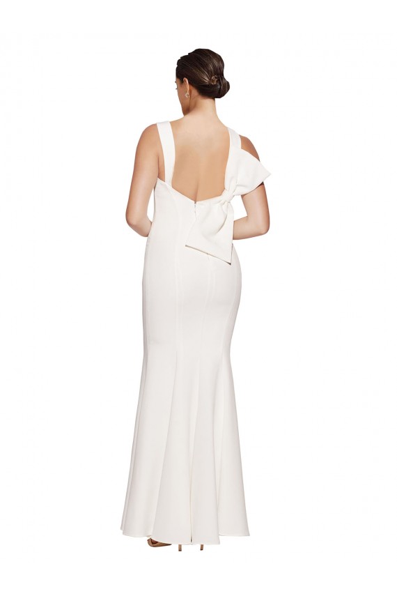Sheath Square Neck Stretch Crepe Long Ivory Formal Evening Gown / Prom Dress / Bridesmaid Dress Barrie