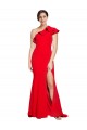 Sheath One Shoulder Stretch Crepe Sweep Train Red Semi Formal Evening Dress / Prom Dress / Bridesmaid Dress Barrie