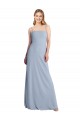 A-Line Square Neck Stretch Crepe Long Smoke Blue Prom Dress / Bridesmaid Dress Barrie