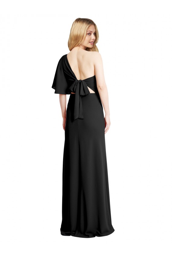 Sheath One Shoulder Stretch Crepe Long Black Formal Evening Gown / Prom Dress / Bridesmaid Dress Barrie