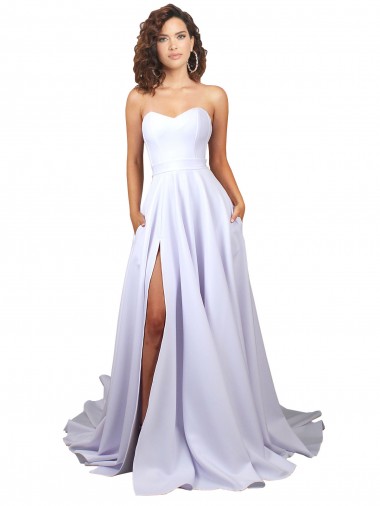 A-Line Sweetheart Stretch Crepe Long White Beach Wedding Dress Barrie