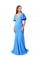 Mermaid, Sheath V-Neck Stretch Crepe Sweep Train Peacock Blue Prom Dress / Bridesmaid Dress Barrie