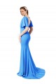 Mermaid, Sheath V-Neck Stretch Crepe Sweep Train Peacock Blue Prom Dress / Bridesmaid Dress Barrie