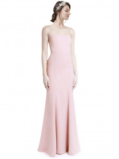 Mermaid, Sheath Square Neck Stretch Crepe Long Pink Prom Dress / Bridesmaid Dress Barrie