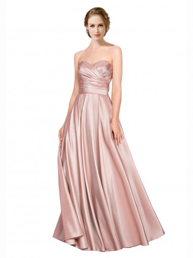 A-Line Strapless Stretch Satin Long Black Tie Evening Gown / Prom Dress / Bridesmaid Dress Barrie