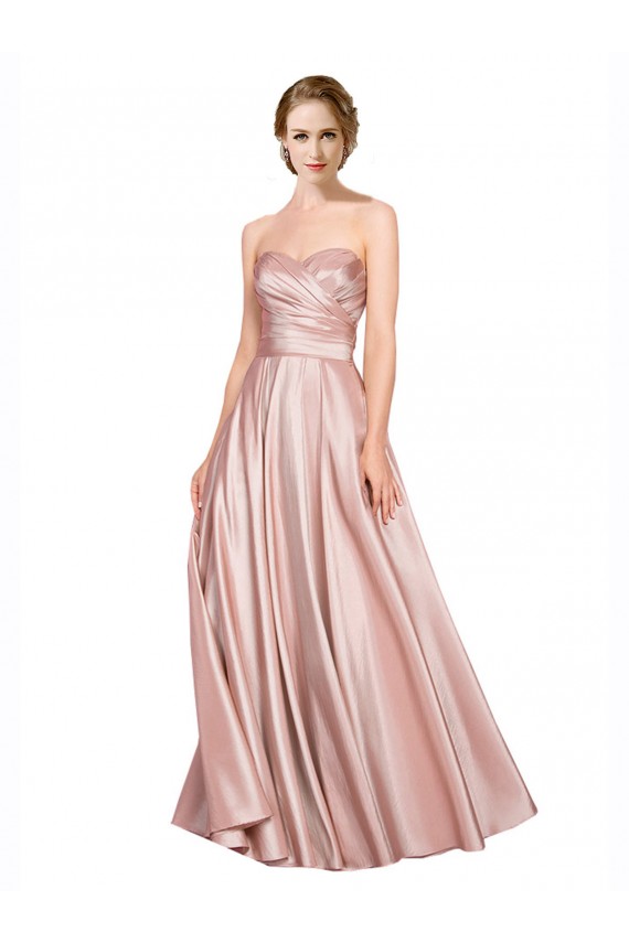 A-Line Strapless Stretch Satin Long Black Tie Evening Gown / Prom Dress / Bridesmaid Dress Barrie