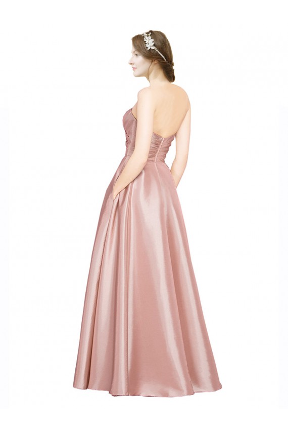 A-Line Strapless Stretch Satin Long Black Tie Evening Gown / Prom Dress / Bridesmaid Dress Barrie