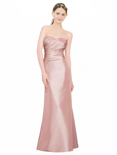 A-Line Strapless Stretch Satin Long Formal Evening Gown / Prom Dress / Bridesmaid Dress Barrie
