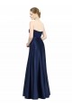 A-Line Sweetheart Stretch Satin Long Dark Navy Black Tie Evening Gown / Bridesmaid Dress Barrie