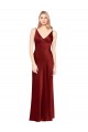 A-Line V-Neck Stretch Satin Long Burgundy Formal Evening Gown / Prom Dress / Bridesmaid Dress Barrie