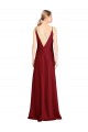 A-Line V-Neck Stretch Satin Long Burgundy Black Tie Evening Gown / Prom Dress / Bridesmaid Dress Barrie