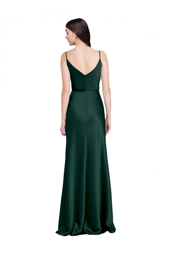 Sheath Cowl Neck Stretch Satin Long Hunter Black Tie Evening Gown / Prom Dress / Bridesmaid Dress Barrie