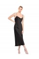 A-Line Cowl Neck Stretch Satin Midi Length Black Formal Evening Gown / Prom Dress / Bridesmaid Dress Barrie