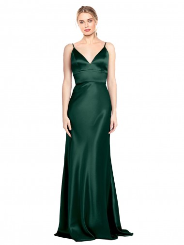 Sheath High Neck Stretch Satin Long Hunter Formal Evening Gown / Prom Dress / Bridesmaid Dress Barrie