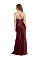 A-Line V-Neck Stretch Satin Long Burgundy Gold Formal Evening Gown / Prom Dress / Bridesmaid Dress Barrie