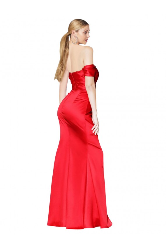 Mermaid High Neck Stretch Satin Long Red Formal Evening Gown / Prom Dress / Bridesmaid Dress Barrie