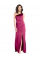 A-Line One Shoulder Stretch Satin Long Fuchsia Formal Evening Gown / Prom Dress / Bridesmaid Dress Barrie