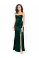 A-Line Scoop Neck Stretch Satin Long Hunter Formal Evening Gown / Prom Dress / Bridesmaid Dress Barrie