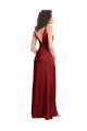 A-Line V-Neck Stretch Satin Long Burgundy Formal Dress / Bridesmaid Dress Barrie