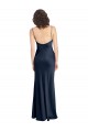 A-Line Cowl Neck Stretch Satin Long Dark Navy Black Tie Evening Gown / Prom Dress / Bridesmaid Dress Barrie