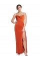 Sheath Cowl Neck Stretch Satin Sweep Train Rust Formal Evening Gown / Prom Dress / Bridesmaid Dress Barrie