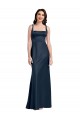 A-Line Square Neck Stretch Satin Long Dark Navy Formal Evening Gown / Prom Dress / Bridesmaid Dress Barrie
