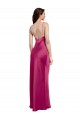 A-Line V-Neck Stretch Satin Long Fuchsia Formal Evening Gown / Prom Dress / Bridesmaid Dress Barrie
