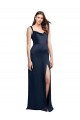 A-Line Cowl Neck Stretch Satin Long Dark Navy Formal Evening Gown / Prom Dress / Bridesmaid Dress Barrie