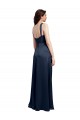 A-Line Cowl Neck Stretch Satin Long Dark Navy Formal Evening Gown / Prom Dress / Bridesmaid Dress Barrie